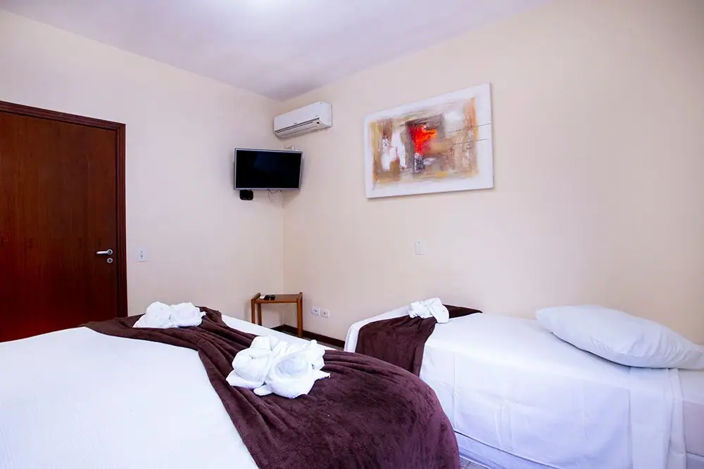 Queen bed and TV in the Apartment bedroom