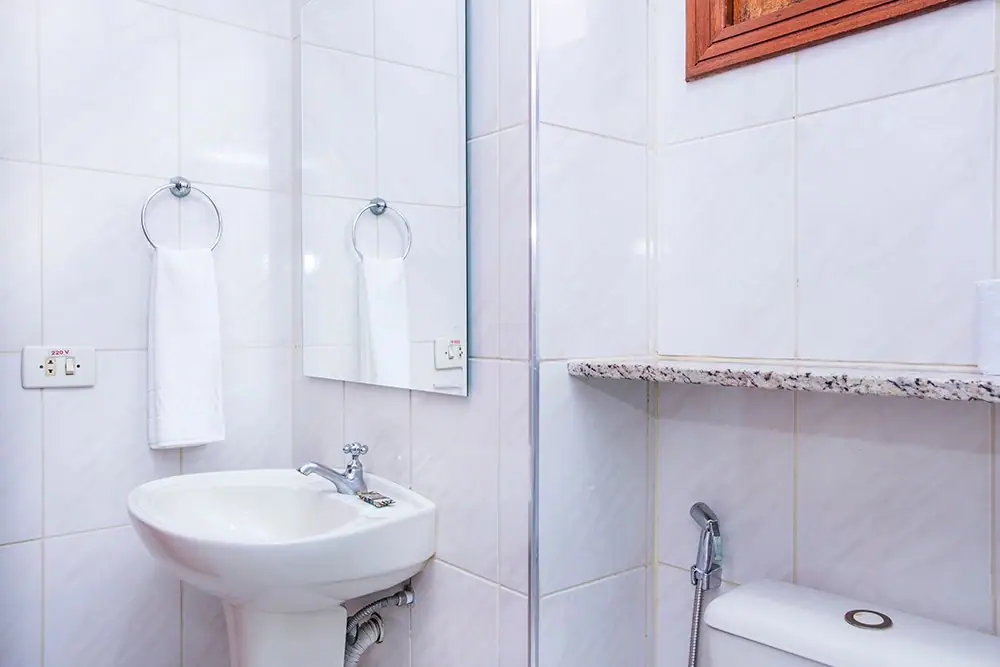 Sink and mirror in the Apartment bathroom