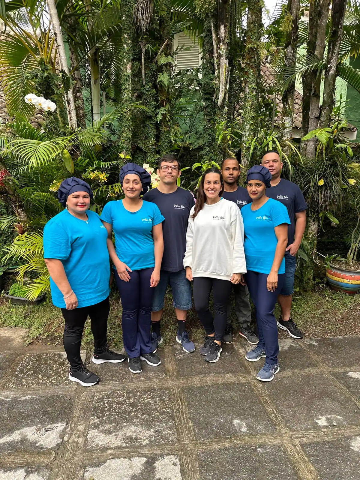Pousada Villa Blu team gathered in the garden