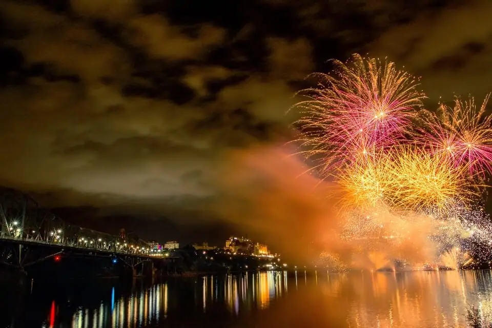 Fireworks over the sea