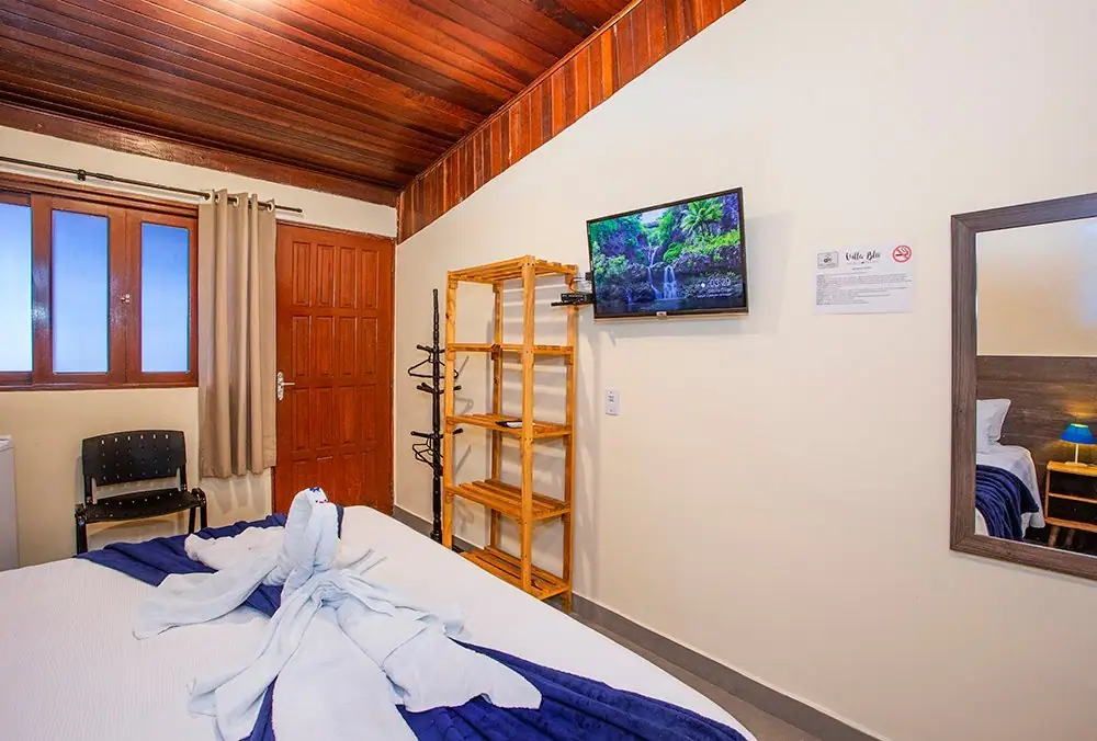 Standard Suite with a king bed, wooden window and smart TV
